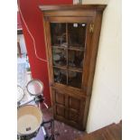 Quality oak glazed corner cabinet