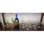 10 Babycham glasses, bottle of Babycham and graduated Babycham Chamois figures