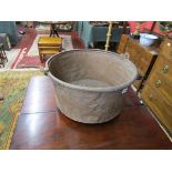 Large copper cauldron with handle