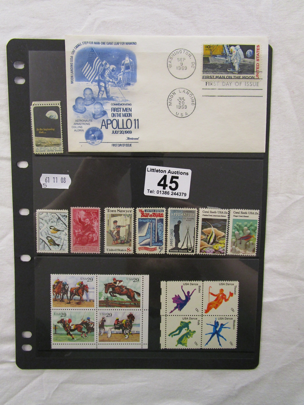 Stamps - USA album pages & stock-book with mint/used defin & commem from 1870s on includes Apollo - Image 3 of 4