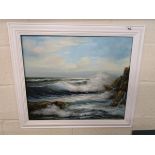 Oil on canvas - Seascape - indistinct signature