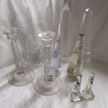 Collection of glass to include signed obelisks