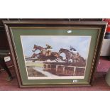 Signed print - 'The Water Jump at Newbury' by David French