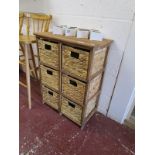Chest of six wicker drawers