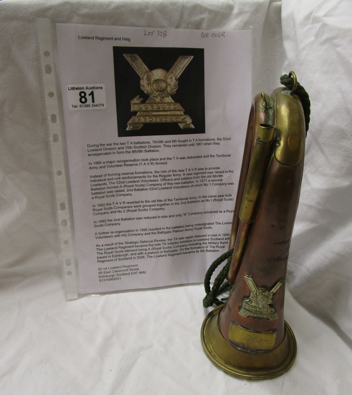 Interesting military bugle with provenance (mouth piece missing)