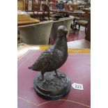 Bronze grouse on marble base