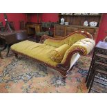 Victorian mahogany and upholstered chaise longue