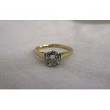18ct gold & platinum set diamond solitaire ring - (approx .8 carat, magnification shows small chip)
