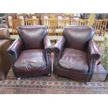 Pair of leather club armchairs