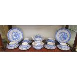 Royal Worcester 'Blue Willow' tea service with date marks circa 1882 onward to include tea pot