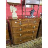 19C mahogany chest of 2 over 3 drawers