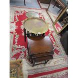 Nest of 3 tables, tripod table & brass top table