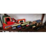 Shelf of Hornby to include engines, carriages etc