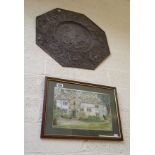 Watercolour by John C Norton - Brigg Flatts & metal plaque