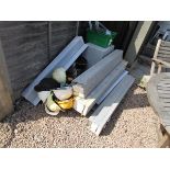 Lintels, joist hangers, collection of hard hats, safety equipment etc