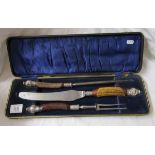 Cased & silver mounted carving set