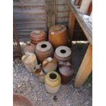 Collection of stoneware barrels etc