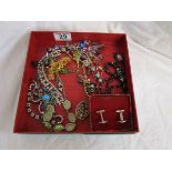 Box of Art Deco necklaces and 1950's Rhinestone jewellery