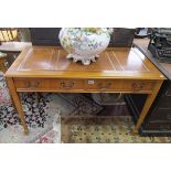 Yew leather top 2 drawer writing desk