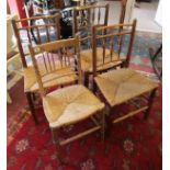 Selection of 4 rush seated chairs