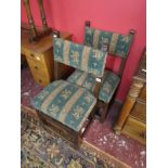 Pair of upholstered oak chairs