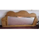 Satin-walnut overmantle mirror