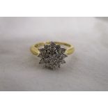 18ct gold and diamond cluster ring