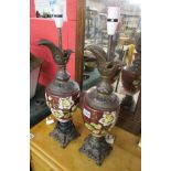 Pair of converted ewer lamps