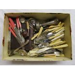 Box of flatware etc