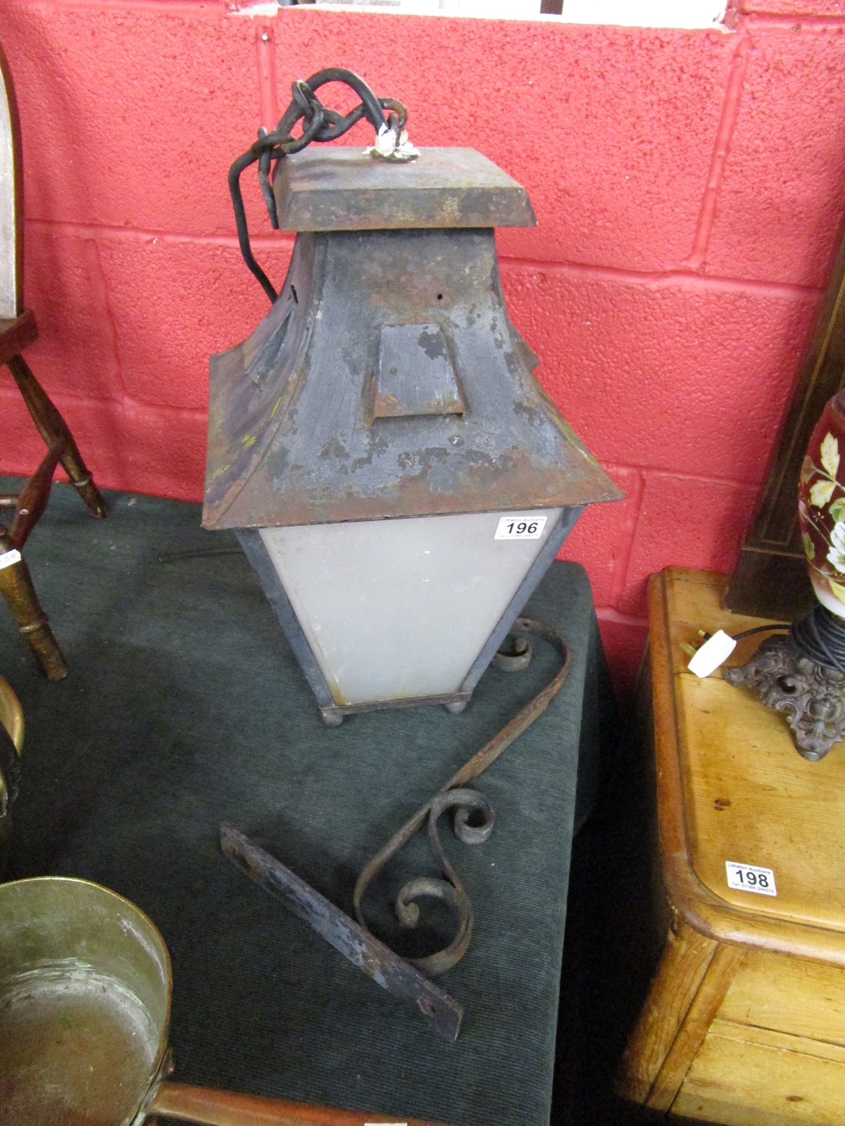Vintage hanging lamp with bracket