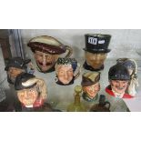 8 Royal Douton Toby Jugs - 3 A/F