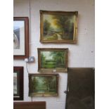 3 oil paintings - River scenes