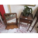 Swing mirror, occasional table & Arthur Wood jug