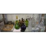 Shelf of glass to include decanters & stoppers