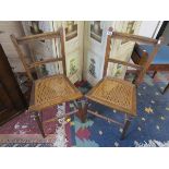 Pair of cane seated bedroom chairs