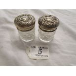 2 silver lidded powder pots