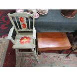 Vintage child's high chair & victorian mahogany bidet