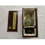Cased Oriental glass vase on stand