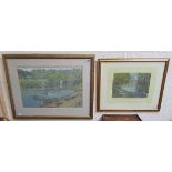 2 pastels - 'Axmouth Harbour' in Devon & 'Backwaters' in Ipsley, Redditch by Henry E Foster