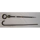 Shooting stick & silver mounted walking stick