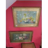 2 still life watercolours in gilt frames