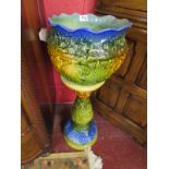 Ceramic & glazed planter & stand A/F