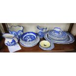 Collection of blue & white china to include meat plates