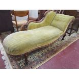 Victorian mahogany framed chaise longue on cabriole legs