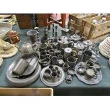 Large collection of antique pewter