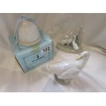 2 small Lladro Nao geese & Lladro bell with box