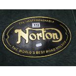 Cast 'Norton Motorbikes' sign