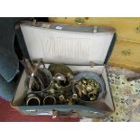 Suitcase containing brass etc