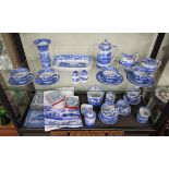 2 shelves of blue & white china