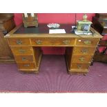 Victorian oak leather top pedestal desk